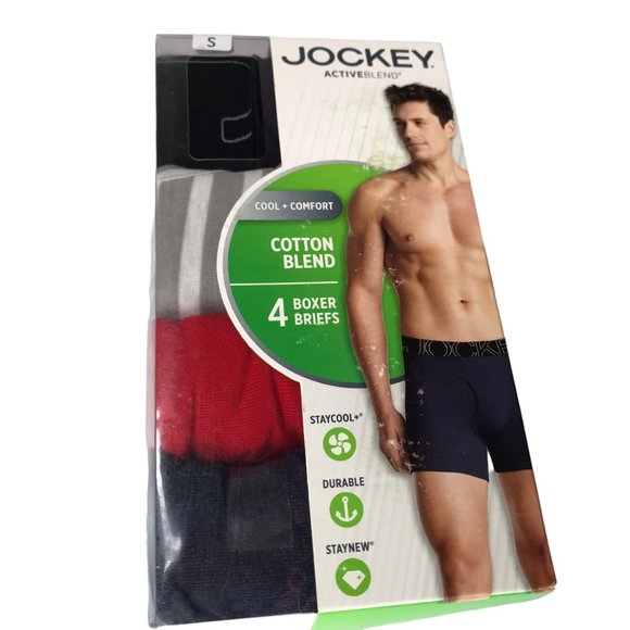 New NWT JOCKEY Active Blend Men's Boxer Briefs. Cotton Blend. Size Small 4 Pack - Picture 5 of 5